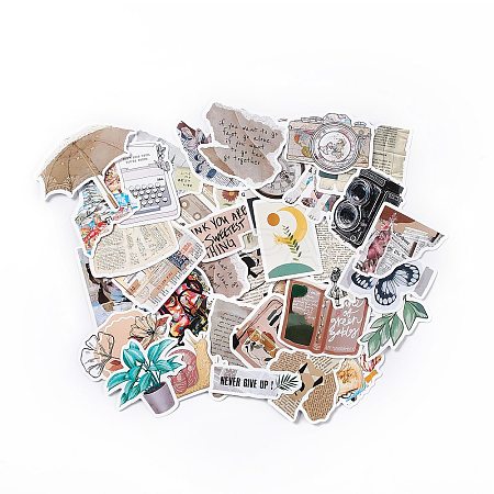 Retro Paper Self-Adhesive Stickers DIY-A037-02-1
