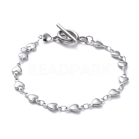 Tarnish Resistant 304 Stainless Steel Heart Link Chain Bracelets BJEW-JB05615-1