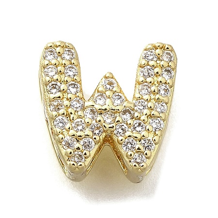 Brass Micro Pave Cubic Zirconia Letter Multi-Strand Links KK-D295-32G-23-1
