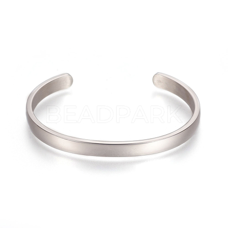 Tarnish Resistant 304 Stainless Steel Cuff Bangles STAS-I110-10-4mm-P-1