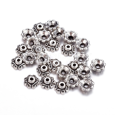 Tibetan Style Alloy Bead Caps TIBEB-S039-054AS-RS-1