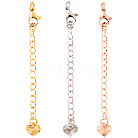 CREATCABIN 24Pcs 3 Colors Long-Lasting Plated Brass Curb Chain Extender KK-CN0002-29-1