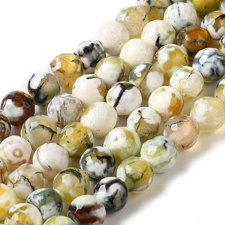 Dyed & Heated Natural Fire Crackle Agate Beads Strands G-P539-B01-23-1
