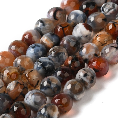 Dyed & Heated Natural Fire Crackle Agate Beads Strands G-P539-B01-15-1