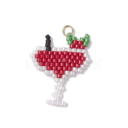 Glass Seed Beaded Pendants PALLOY-MZ00913-01-1