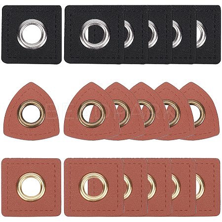 90Pcs 3 Style PU Leather with Iron Grommet Eyelet Findings FIND-GF0003-07-1