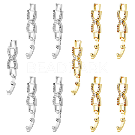 10Pcs 2 Colors Bowknot Rack Plating Brass Clear Cubic Zirconia Watch Band Clasps ZIRC-DC0001-09-1