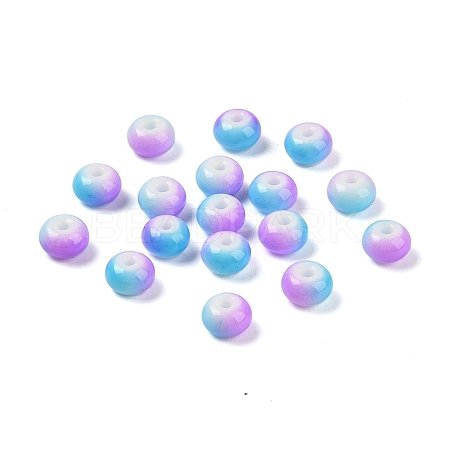 Opaque Spray Painted Glass Beads GLAA-G118-01N-1
