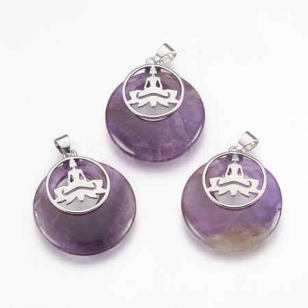 Natural Amethyst Pendants KK-F751-J03-1