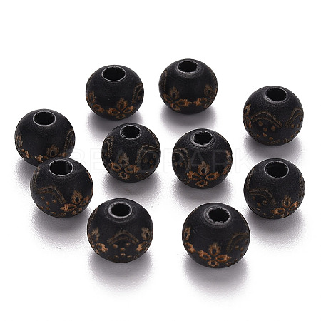 Painted Natural Wood Beads LS-X-WOOD-N006-03A-10-1