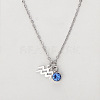 304 Stainless Steel Light Sapphire Rhinestone Birth Stone Constellation Pendant Necklaces FS-WG76580-15-1