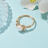 Natural Pearl Round Braided Bead Style Rings RJEW-JR00609-4