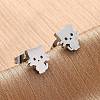Tarnish Resistant 304 Stainless Steel Kitten Stud Earrings X-EJEW-F227-08P-3