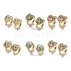 Bear Rack Plating Brass Cubic Zirconia Hoop Earrings for Women EJEW-K245-02G-1