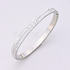 Leaf Pattern 304 Stainless Steel Hinged Bangles FS-WGBBE22-02-1