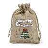 Christmas Printed Burlap Packing Pouches Drawstring Bags ABAG-Q053-02A-03-3