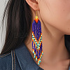 Bohemian Handmade Glass Seed Beads Arrow Tassel Dangle Earrings ZN2273-3-1