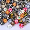 Colorful Pattern Printed Silicone Focal Beads SI-JX0022A-08-4