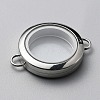 Flat Round 304 Stainless Steel Floating Lockets Connector Charms FIND-WH0032-57P-02-2