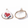 Electroplate Printed Natural Scallop Shell Pendants X-SSHEL-R047-04-A08-3