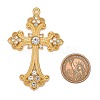 Alloy Rhinestone Cross Big Pendants ALRI-1475-G-NR-3