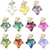11Pcs 11 Colors Brass with K9 Glass Charms KK-CJ0004-07-1
