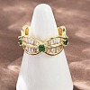 Brass Micro Pave Cubic Zirconia Cuff Rings RJEW-D326-02G-1