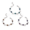 3Pcs Dyed Tiger Eye and Alloy Star Charms Link Bracelets for Women BJEW-TA00559-2
