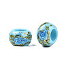 Flower Printed Opaque Acrylic Rondelle Beads SACR-S305-27-E02-3