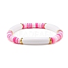 Curved Tube Acrylic Beads Stretch Bracelet for Teen Girl Women BJEW-JB06942-1