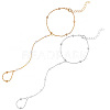 2Pcs 2 Colors Alloy Satellite Chains Finger Ring Bracelets for Women BJEW-CY0001-09-1