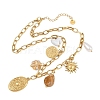 304 Stainless Steel & Resin & Imitation Pearl Multi-Pendant Bib Necklaces for Women SA-CBA717A-02G-02-2