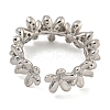 Flower Rack Plating Brass Micro Pave Cubic Zirconia Open Cuff Rings for Women RJEW-I107-06P-3