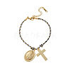 304 Stainless Steel & Cotton Cord Charm Bracelets FS-WGBC5B1-04-1
