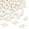 40Pcs 2 Colors Shell Pearl Round Connector Charms PALLOY-TA00341-3