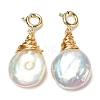 Wire Wrapped Pearl Teardrop Pendant Decorations KK-H445-05G-2