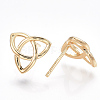 Brass Triquetra Stud Earrings X-KK-T038-271G-1