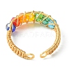 Colorful Glass Braided Bead Open Cuff Ring RJEW-TA00051-3