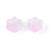 Transparent Two Tone Spray Painted Glass Bead Caps A-GLAA-Q089-002B-008-3