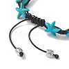 Synthetic Turquoise Starfish & Turtle Braided Bead Bracelet X-BJEW-TA00388-01-4