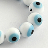 Round Handmade Evil Eye Lampwork Beads Strands X-LAMP-R114-8mm-07-1