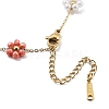 Glass and ABS Plastic Flower Link Chain Necklaces NJEW-H041-05G-01-3