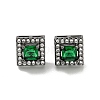 Square Brass Micro Pave Clear Cubic Zirconia Stud Earrings EJEW-G387-03B-2