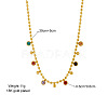 316 Surgical Stainless Steel Pave Colorful Cubic Zirconia Ball Chain Flat Round Tassel Necklaces FS-WGDEC77-01-5