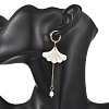 Freshwater Shell & Brass & 304 Stainless Steel Hoop Dangle Earrings EJEW-JE07258-2