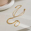 304 Stainless Steel 2-Strand Hand Chain Ring Bracelets with Round Ball for Women HZ7665-4