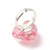 3D Resin Heart with Star Adjustable Ring RJEW-JR00457-6