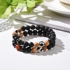 2Pcs Buddhist Natural Mixed Stone and Wood Beads Stretch Bracelets Set for Women Men BJEW-JB08932-2