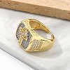 Brass Micro Pave Clear Cubic Zirconia Cuff Rings for Women RJEW-U041-06G-3