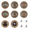 12 Sets 3 Colors Flat Round Alloy Snap Buttons FIND-TA0008-15-2